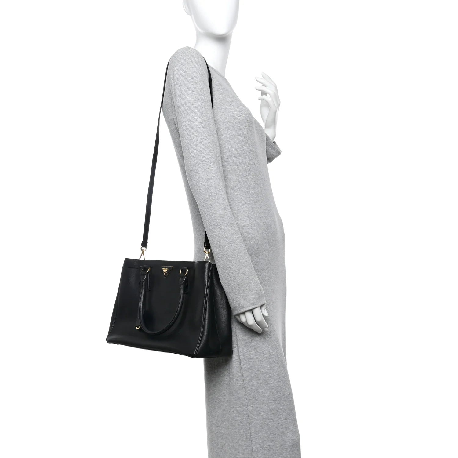 Saffiano Lux Medium Tote Black