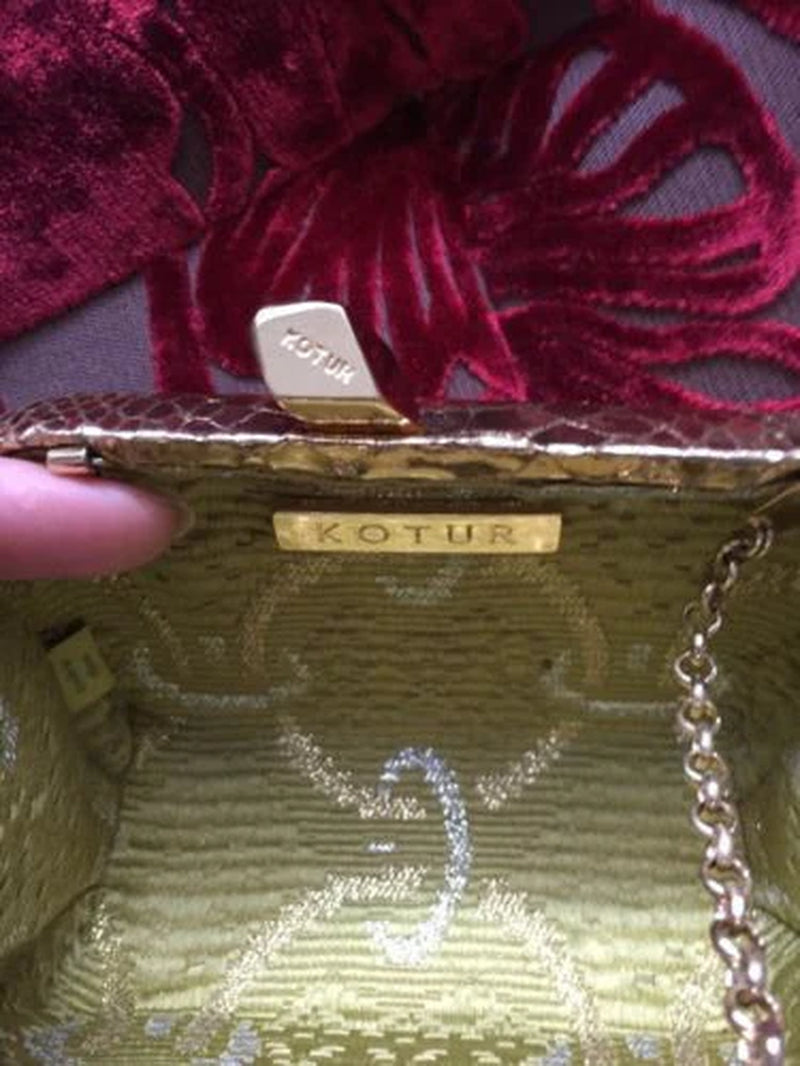 Ltd Italy Gold Snakeskin Knot Clutch