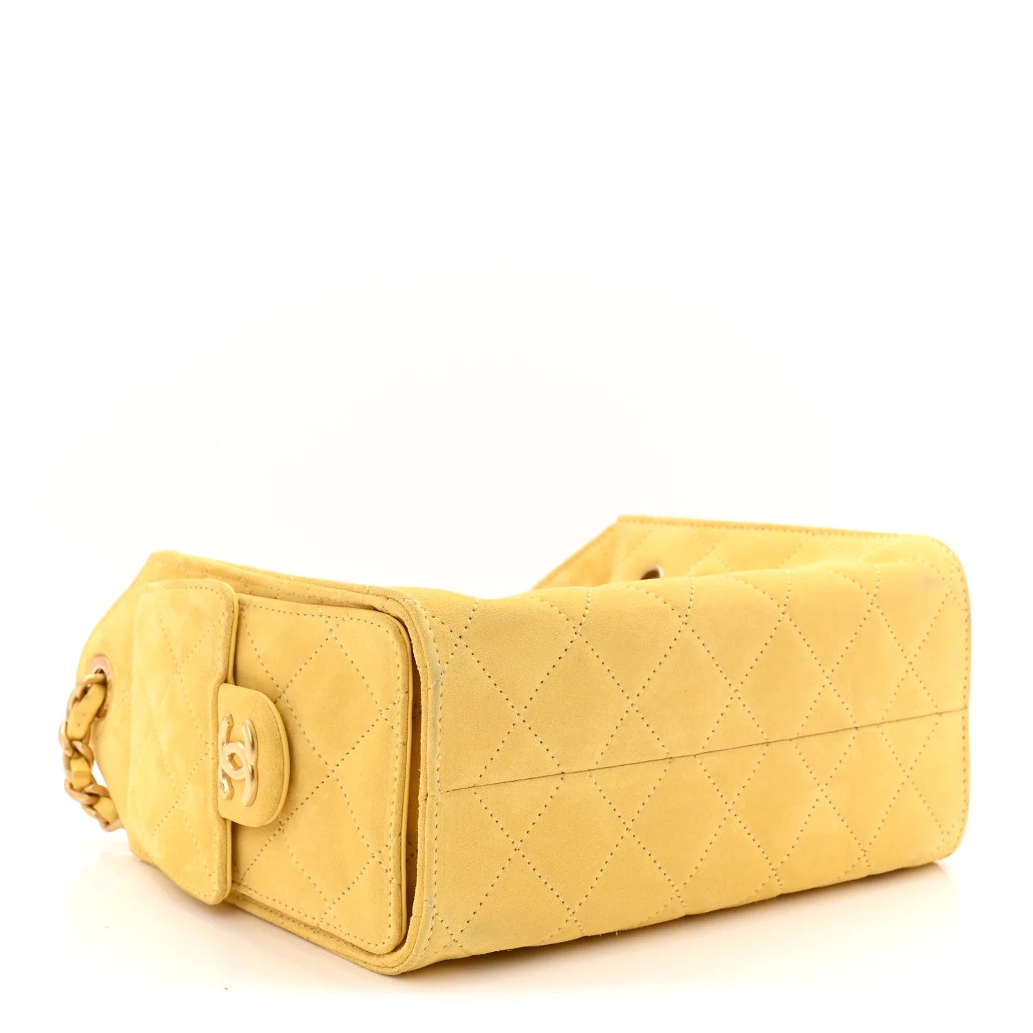 Suede Quilted Mini  25 Handbag Yellow