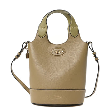 Small Classic Grain Silky Calfskin Lily Tote Linen Green