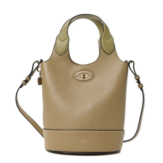 Small Classic Grain Silky Calfskin Lily Tote Linen Green