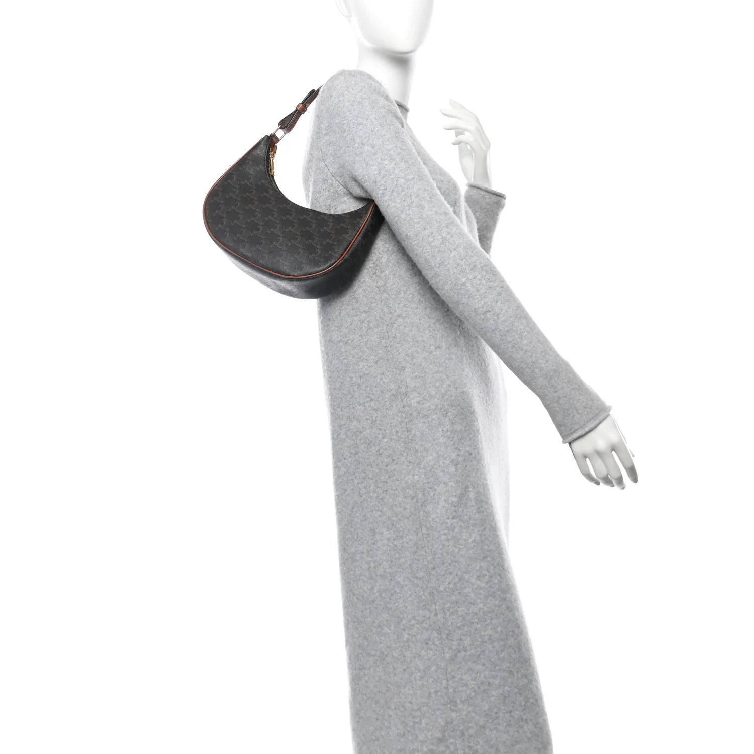 Triomphe Canvas Calfskin Ava Shoulder Bag Tan