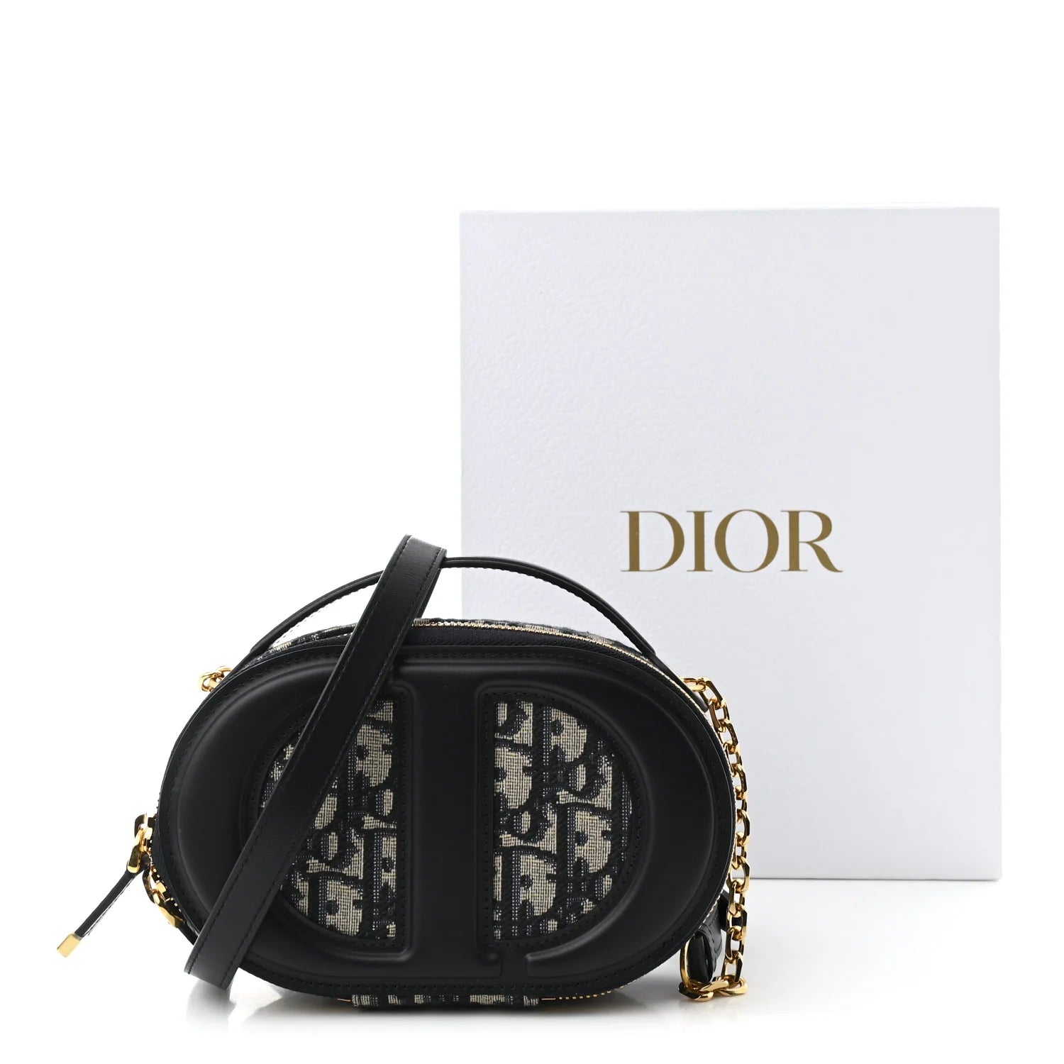 Oblique CD Signature Oval Crossbody Camera Bag Blue Multicolor