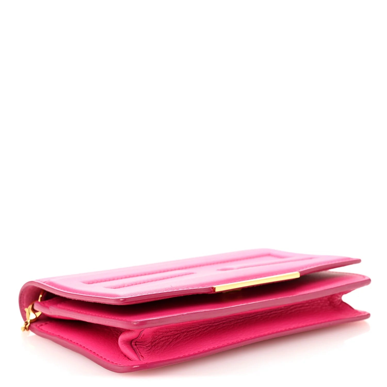 Vitello Flamingo Tube Wallet on Chain Fuchsia