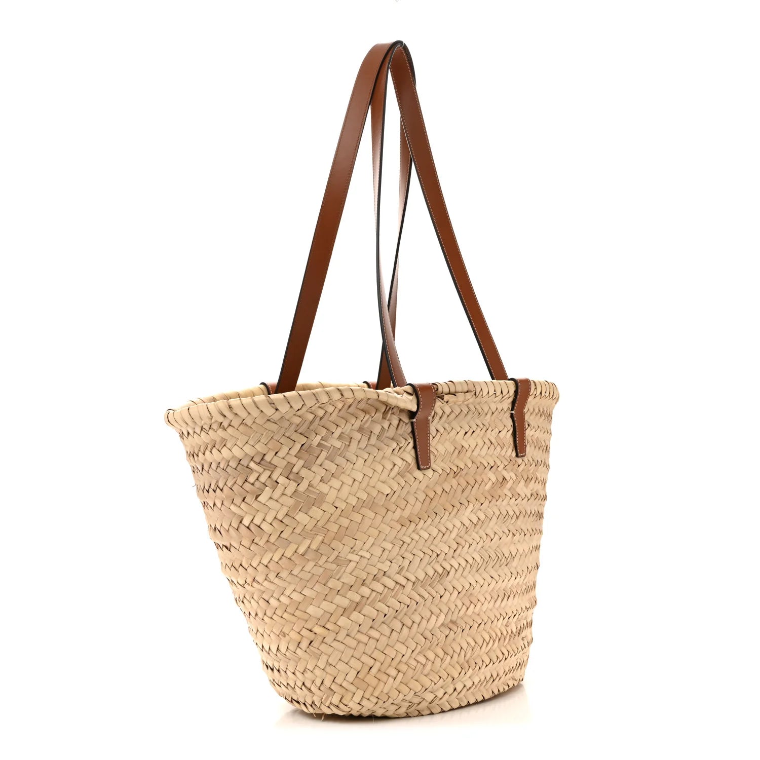 Raffia Calfskin Triomphe Medium Panier Tan