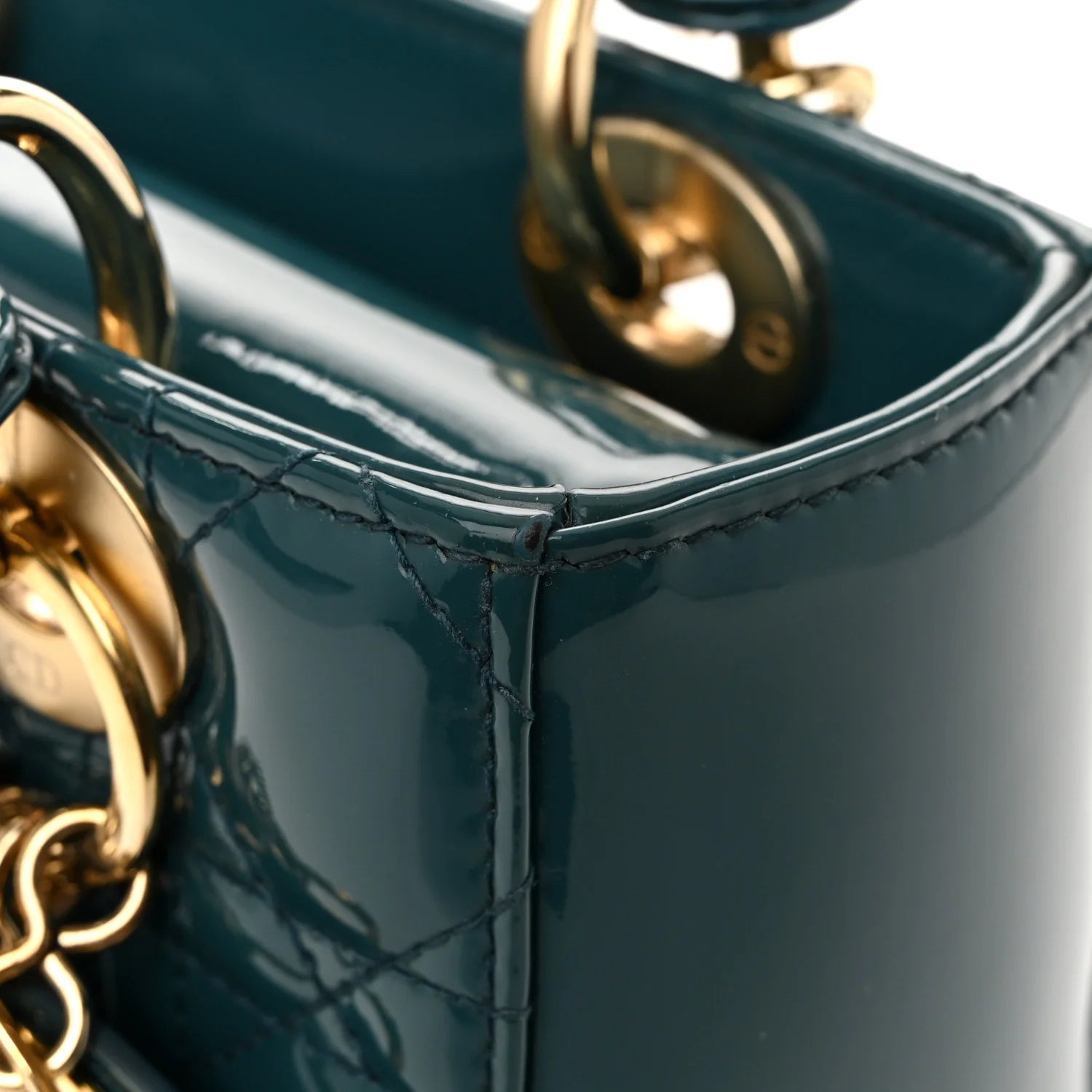 Patent Cannage Small Lady Dior Turquoise