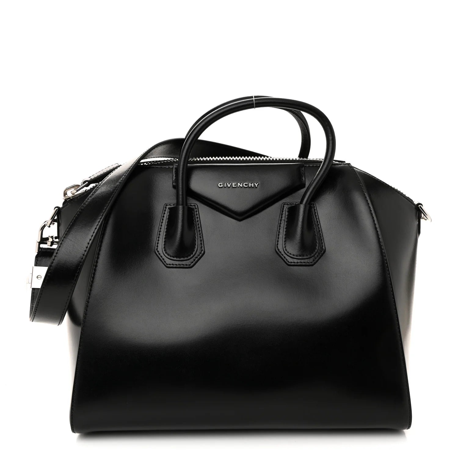 Shiny Lord Calfskin Medium Antigona Black