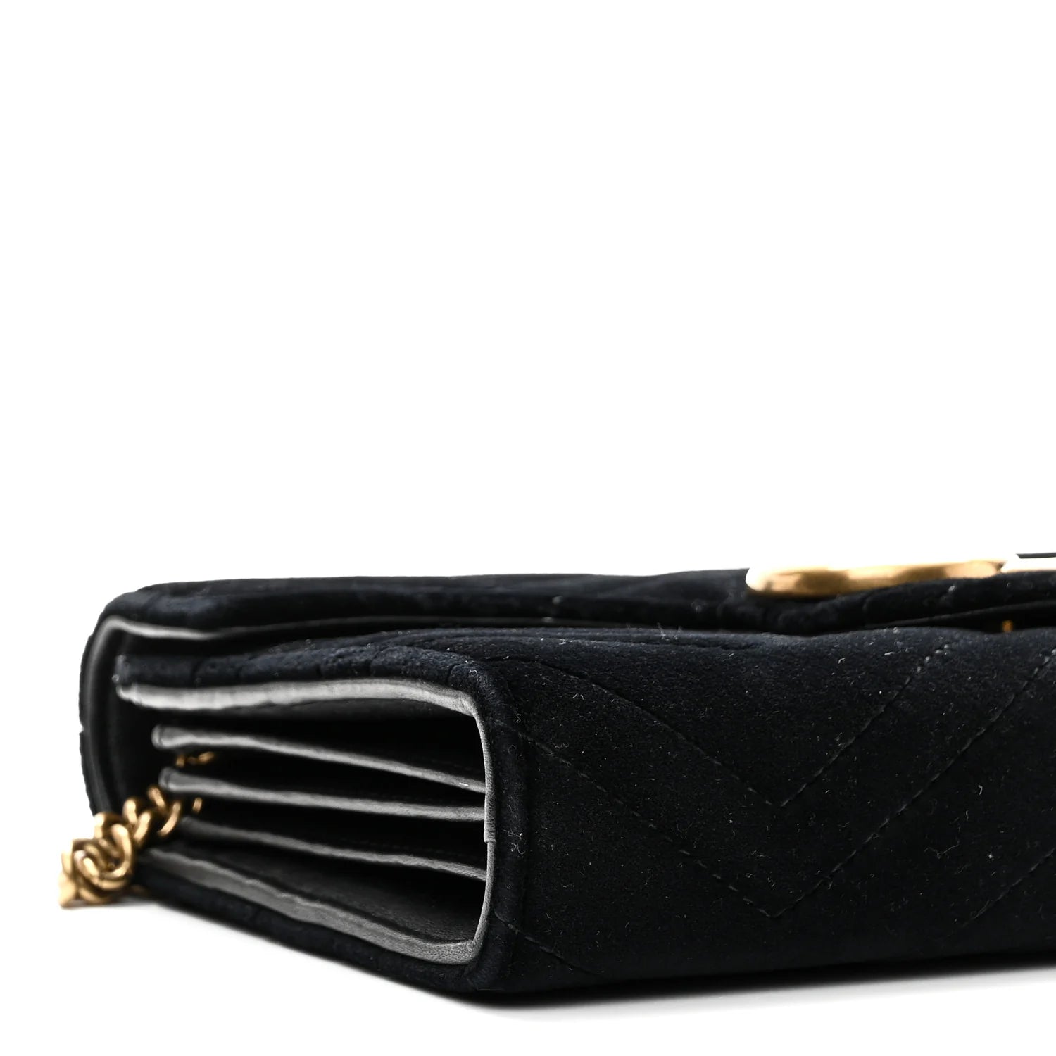 Velvet Matelasse GG Marmont Chain Wallet Black