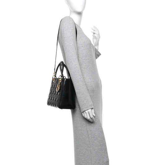 Patent Cannage Medium Lady Dior Black