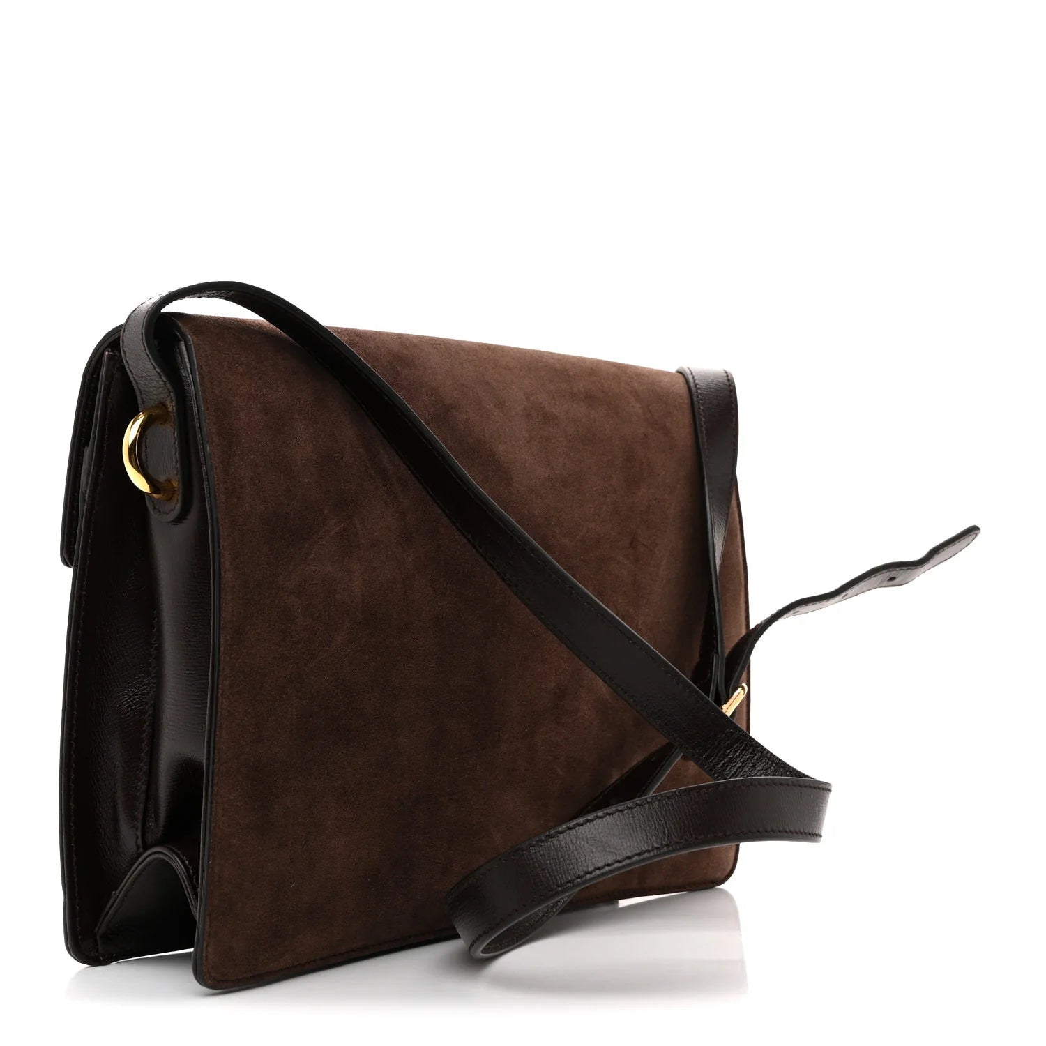 Suede Medium Torchon GG Ring Shoulder Bag Reflex Brown