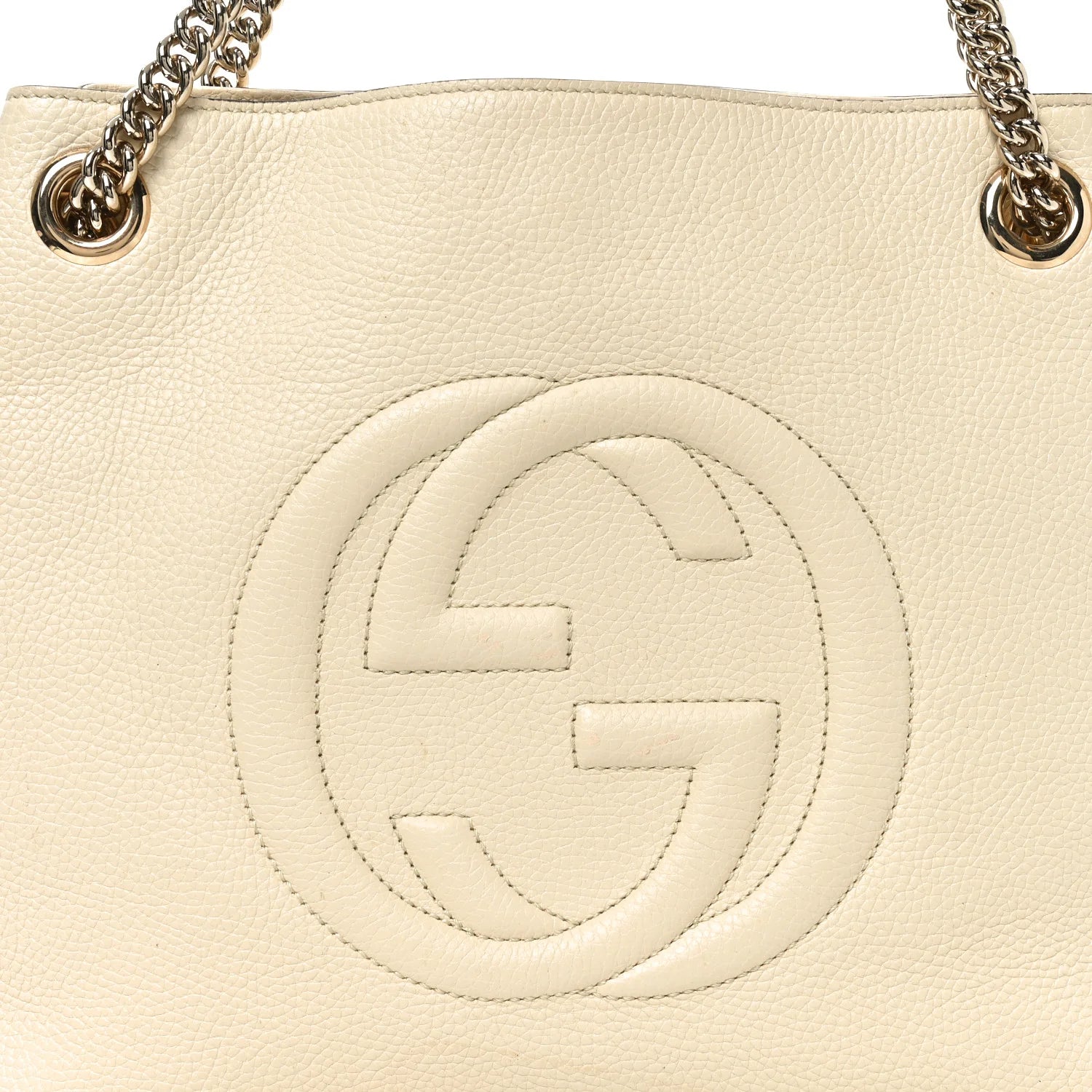Pebbled Calfskin Medium Soho Chain Shoulder Bag off White
