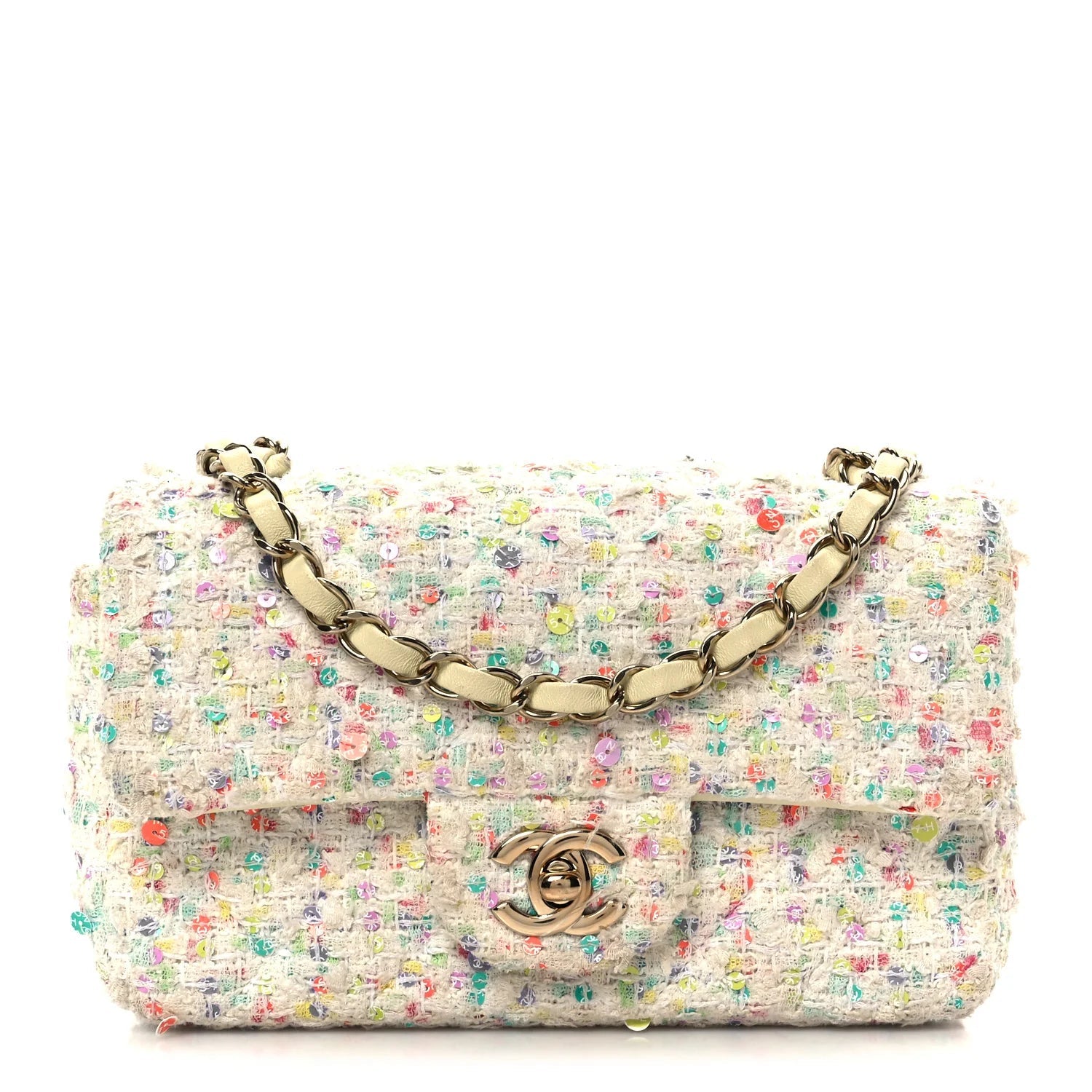 Tweed Quilted Mini Rectangular Flap Ecru Green Purple Red Yellow