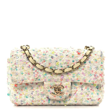 Tweed Quilted Mini Rectangular Flap Ecru Green Purple Red Yellow