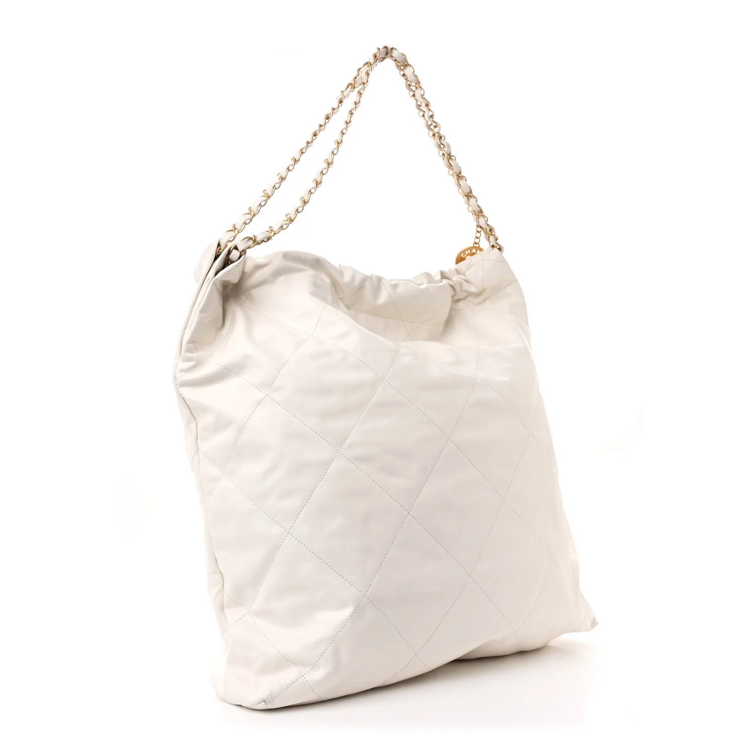 Shiny Calfskin Quilted  22 White Black