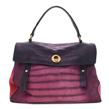 Nubuck Crocodile Embossed Large Muse Two Purple Pink