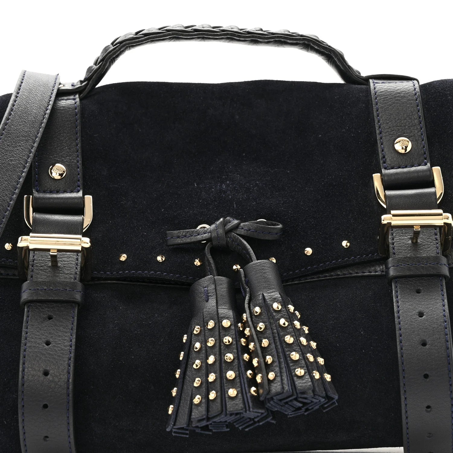 Heavy Suede Alexa Tassel Satchel Ink Blue