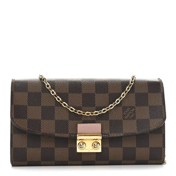 Damier Ebene Croisette Chain Wallet Rose Ballerine