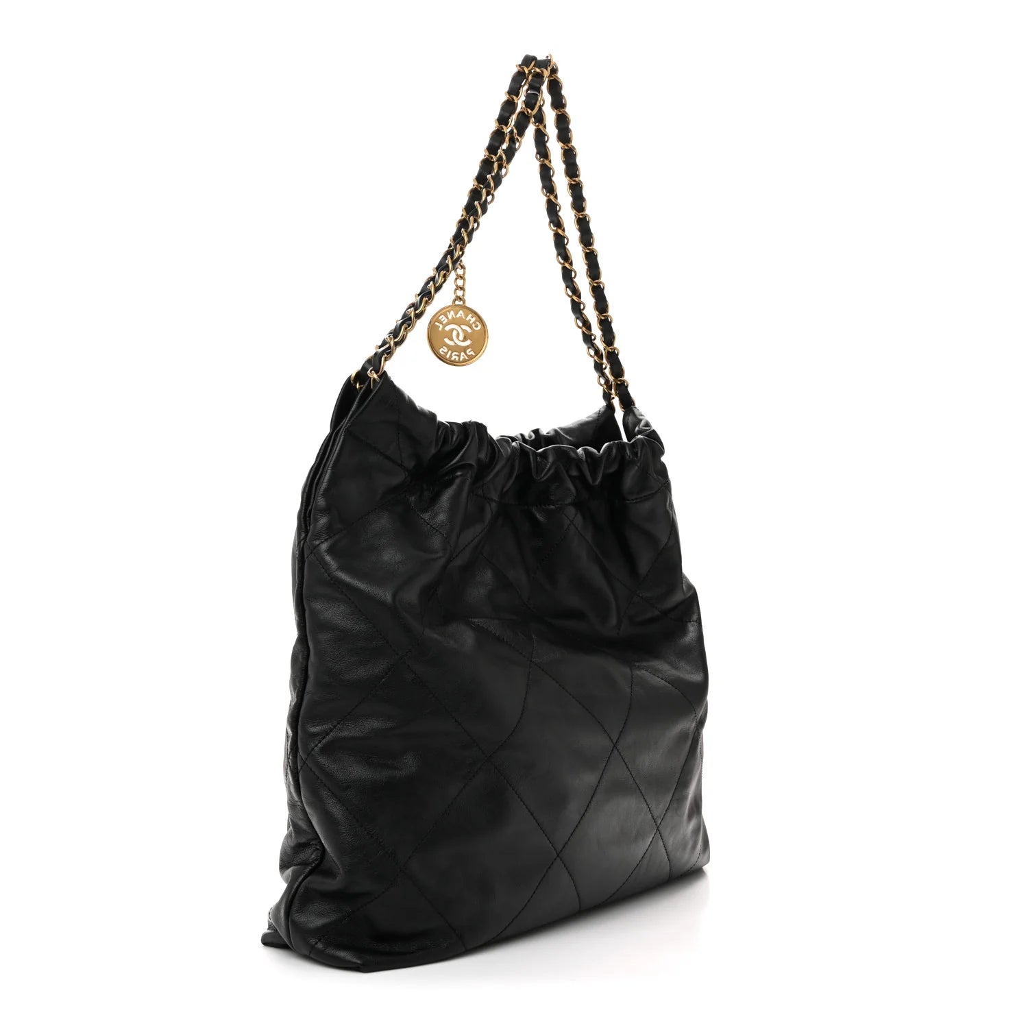 Shiny Calfskin Quilted  22 Black