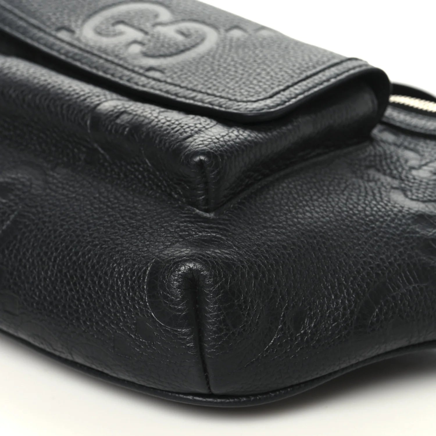 Piuma Calfskin Jumbo GG Embossed Pocket Belt Bag Black