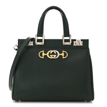 Grainy Calfskin Small Zumi Top Handle Bag Vintage Green