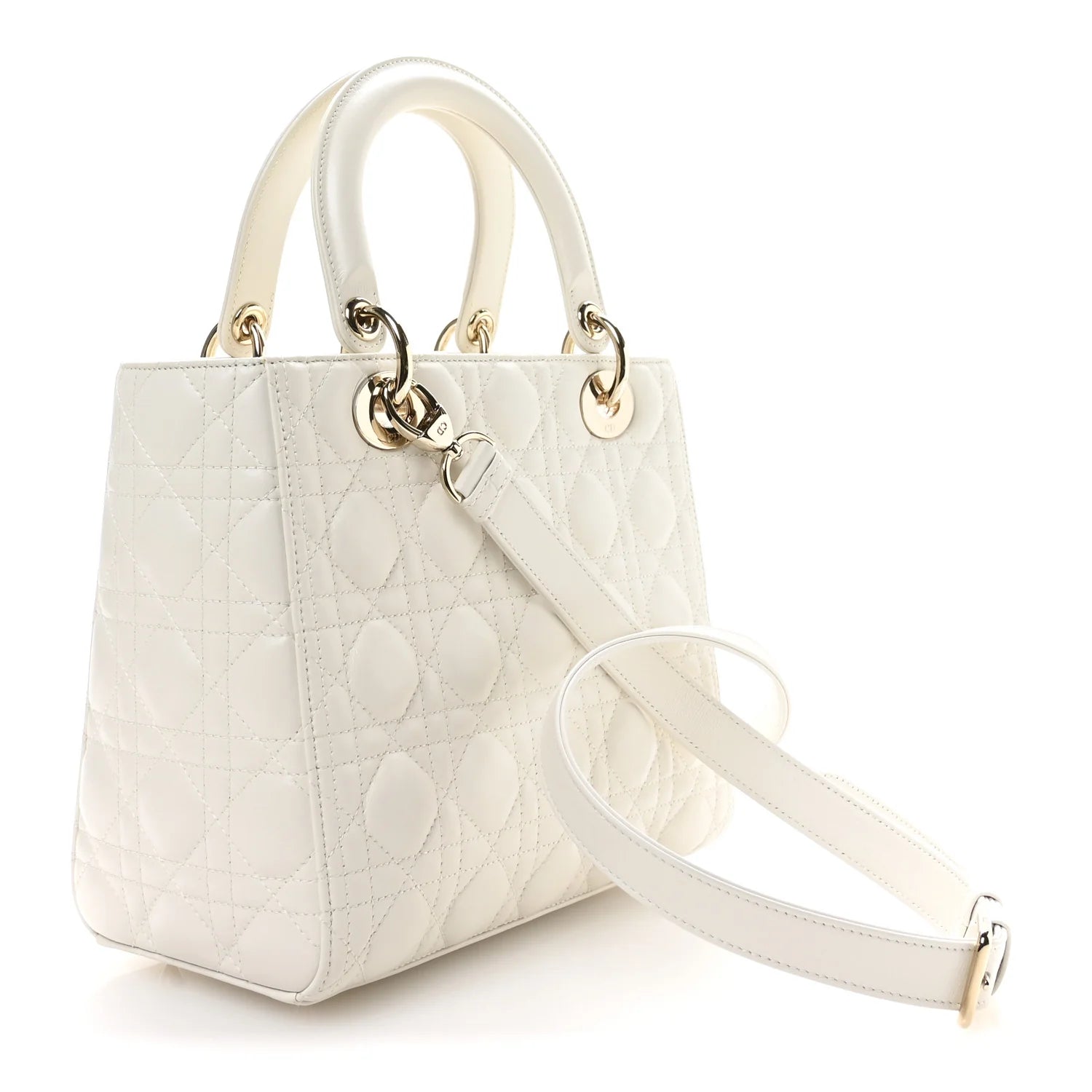Lambskin Cannage Medium Lady Dior White