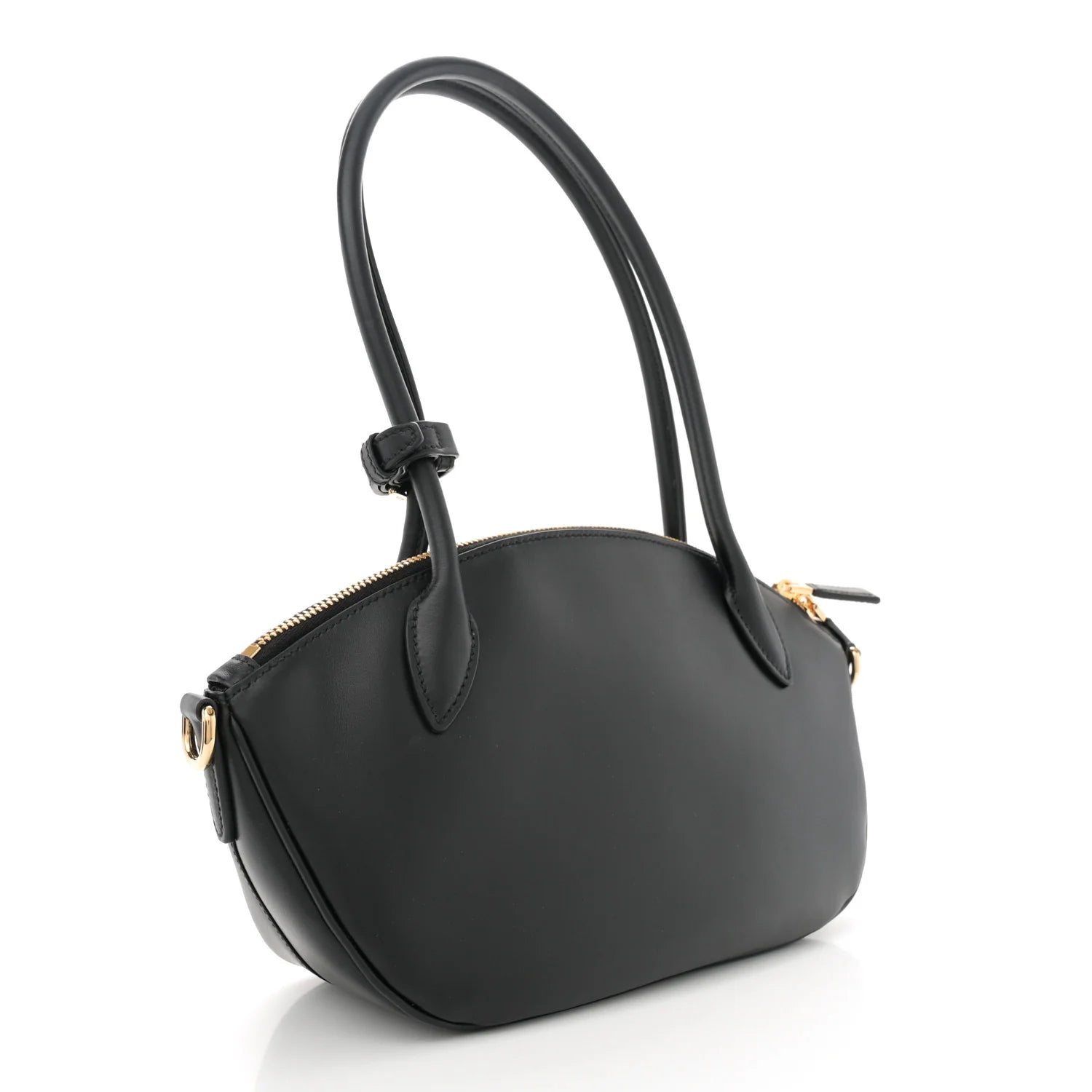 City Calf Small Triangle Shoulder Bag Black