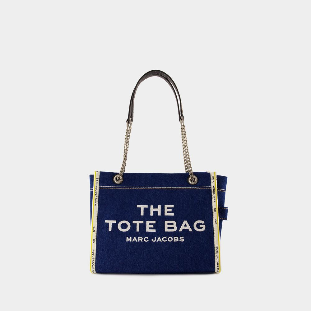 TOTE the MEDIUM DENIM LIVE WHITE LOGOS