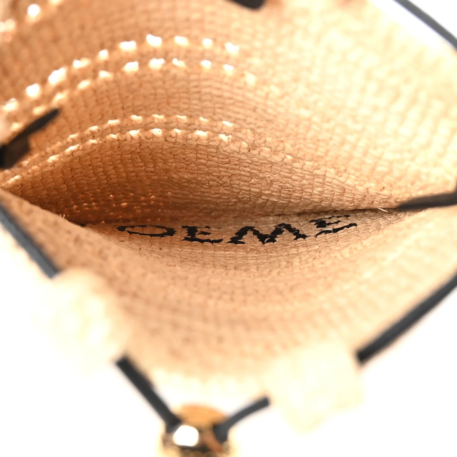 Raffia Logo Drawstring Pocket Crossbody Natural Black