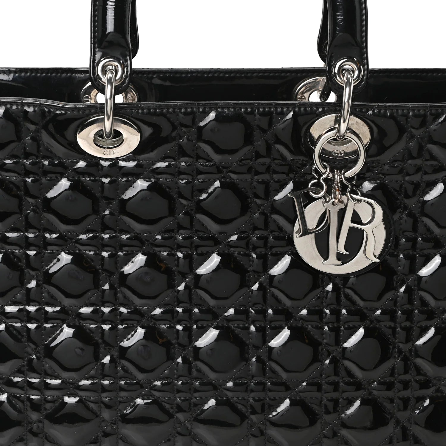 Patent Cannage Large Lady Dior Black