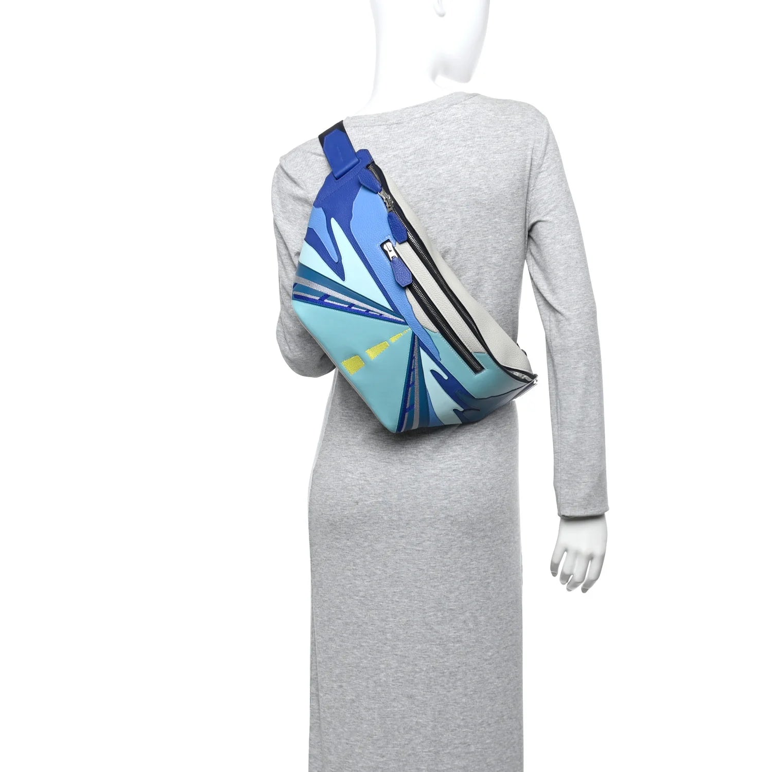 Togo Swift Endless Road Cityslide Belt Bag GM Gris Perle Bleu Electrique