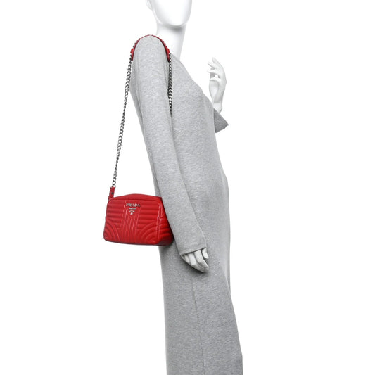 Soft Calfskin Diagramme Camera Bag Rosso