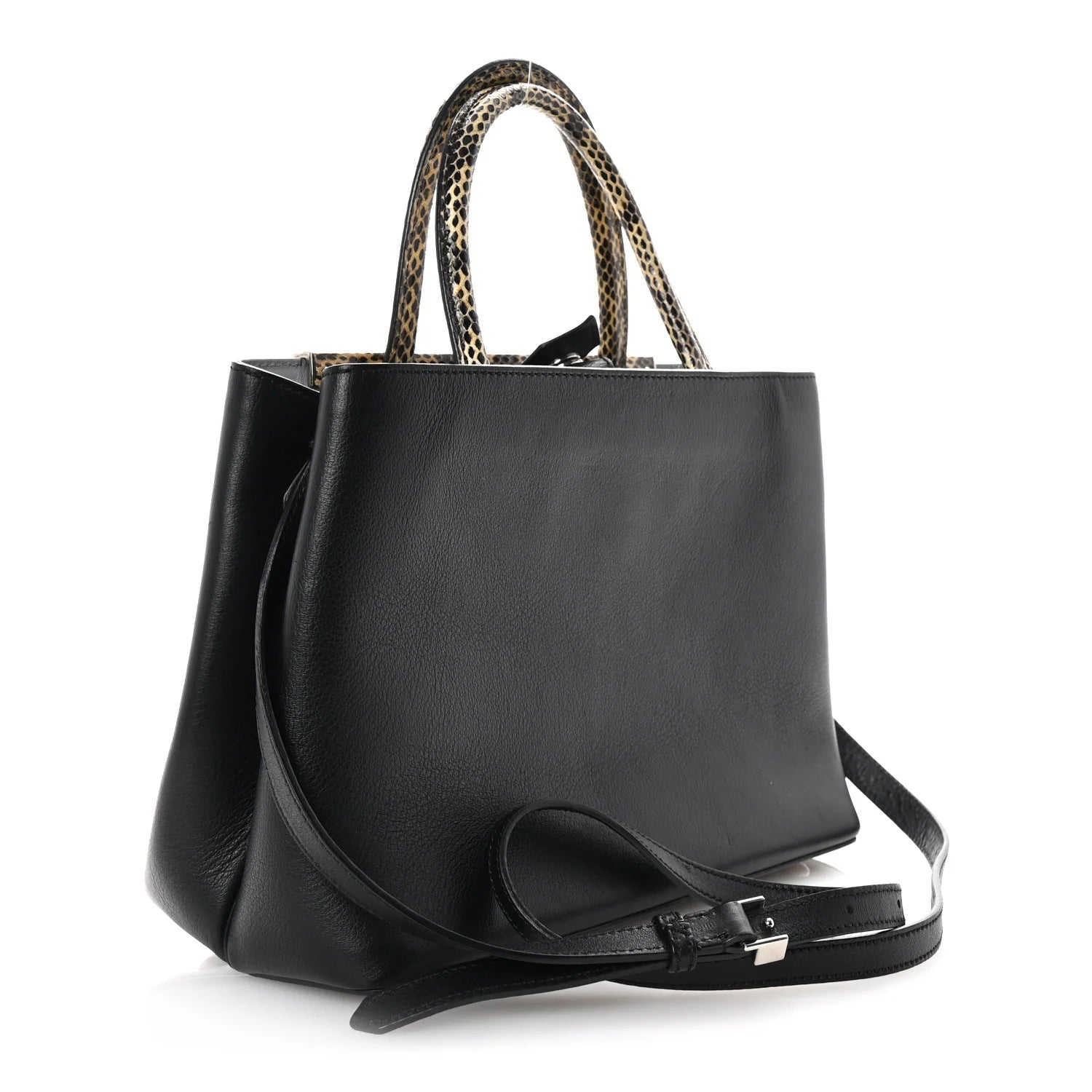 Vitello Dolce Elaphe Petite 2Jours Tote Black Polvere