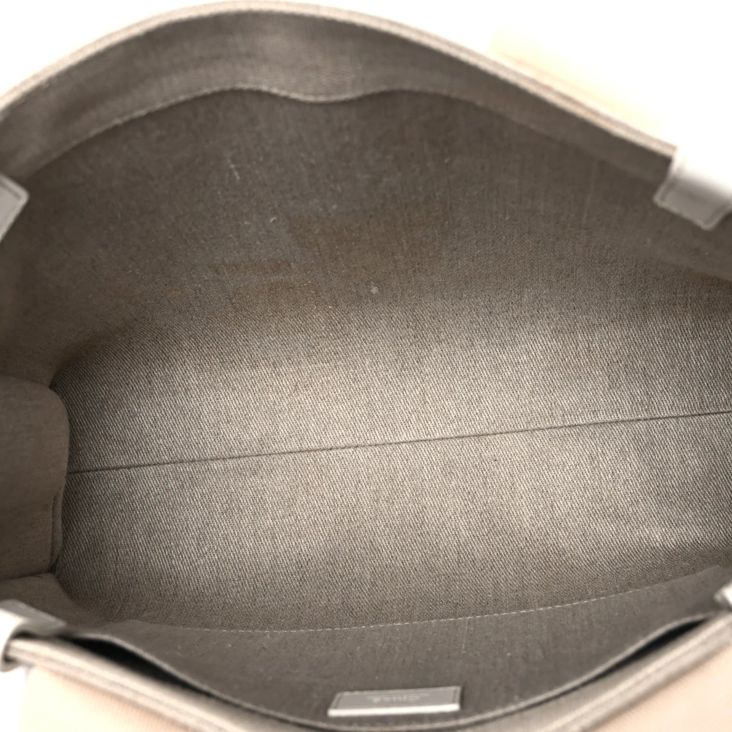 Linen Canvas Calfskin Blanket Stitched Medium Woody Ribbon Tote White Multicolor