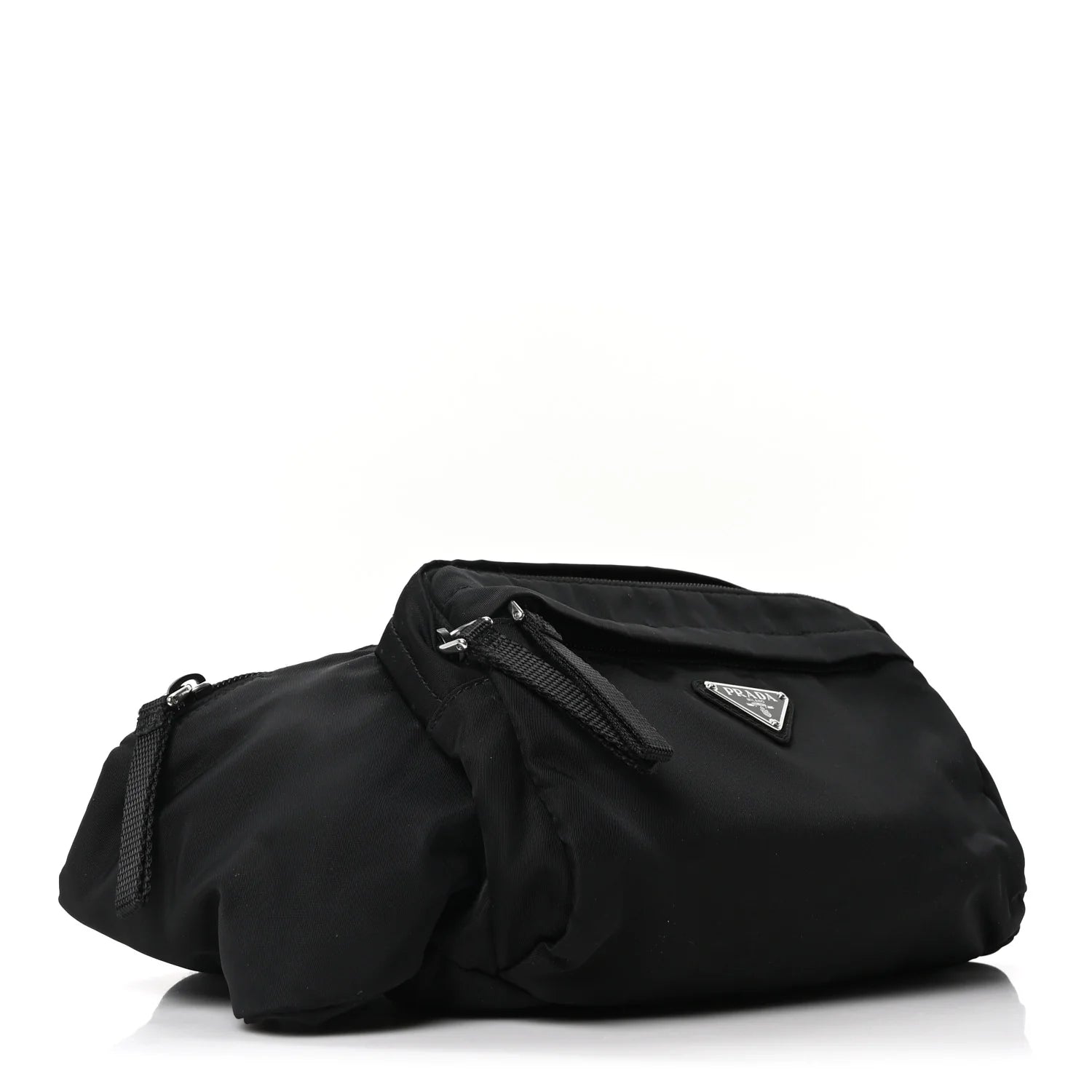 Tessuto Nylon Double Pocket Belt Bag Black