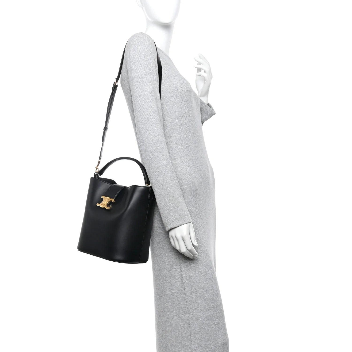 Smooth Calfskin Triomphe Medium Louise Bag Black