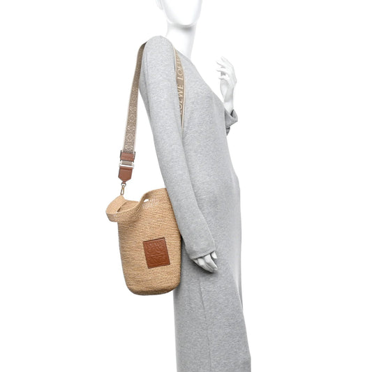Raffia Mini Slit Tote Bag Natural Tan