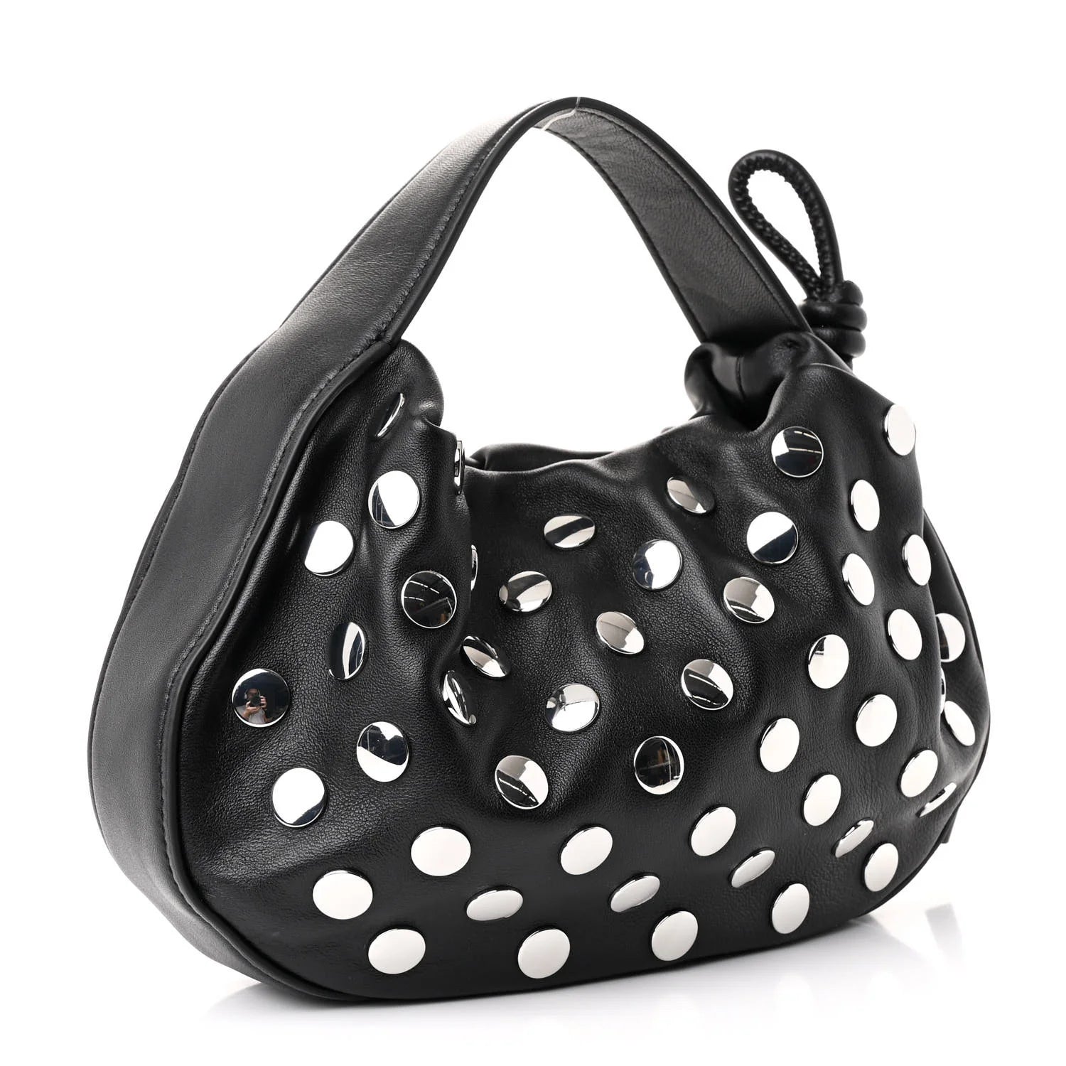 Sheepskin Studded Mini Origami Bag Black