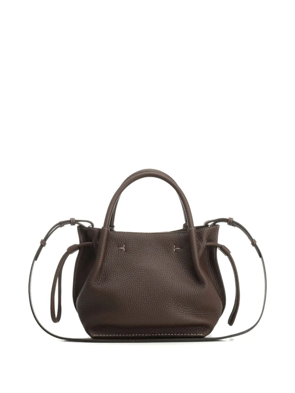 SMALL BROWN LEATHER BUCKET BAG