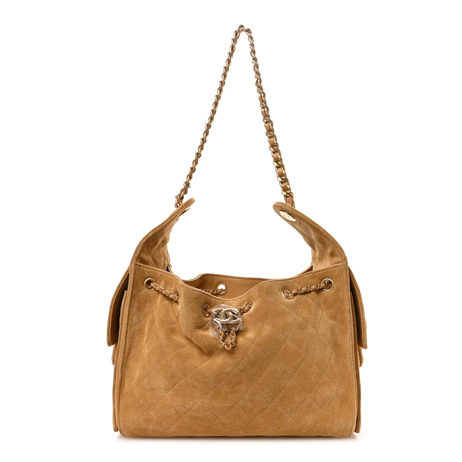 Suede Quilted Small  25 Handbag Beige