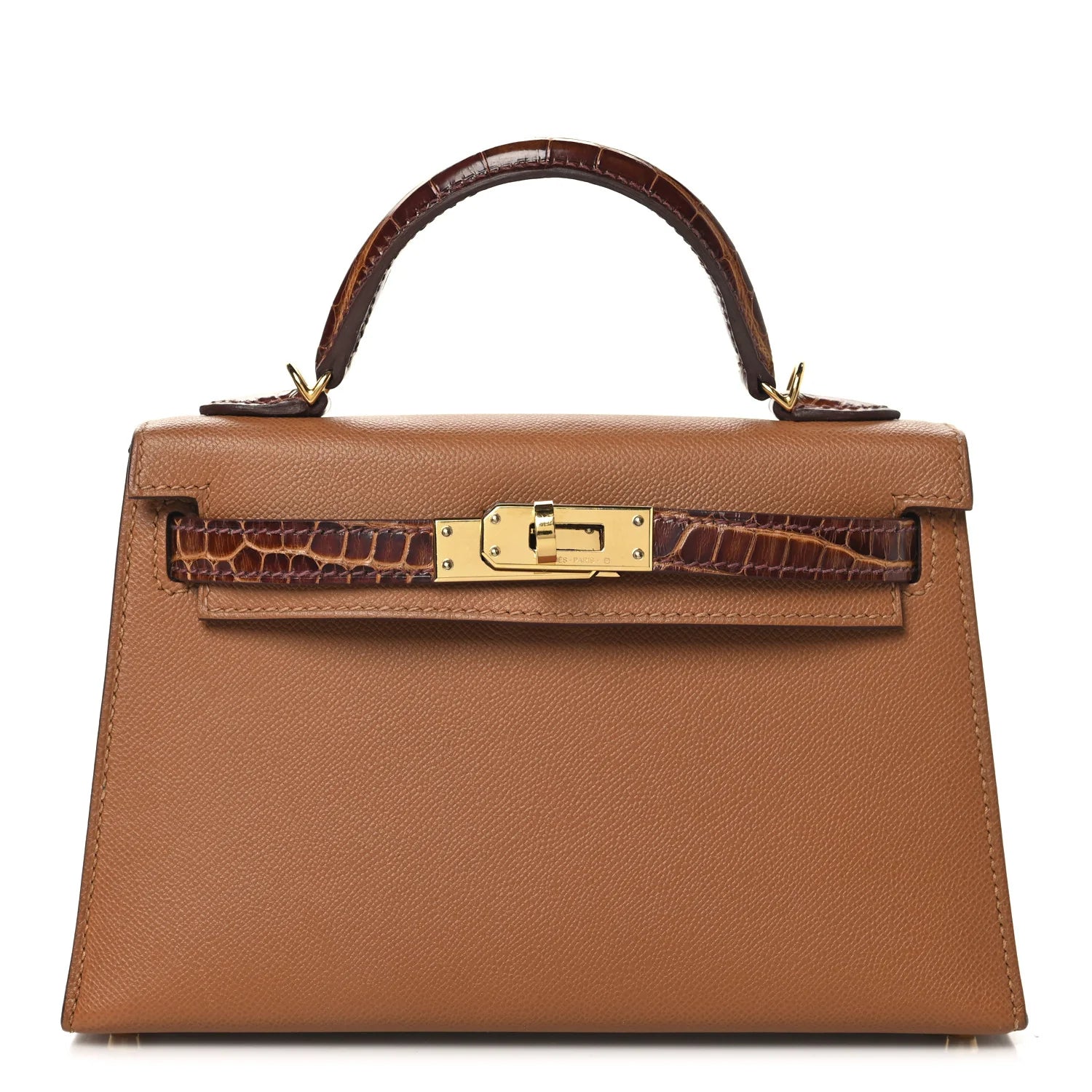 Madame Calfskin Matte Alligator Mini Kelly Sellier Touch 20 Gold Miel