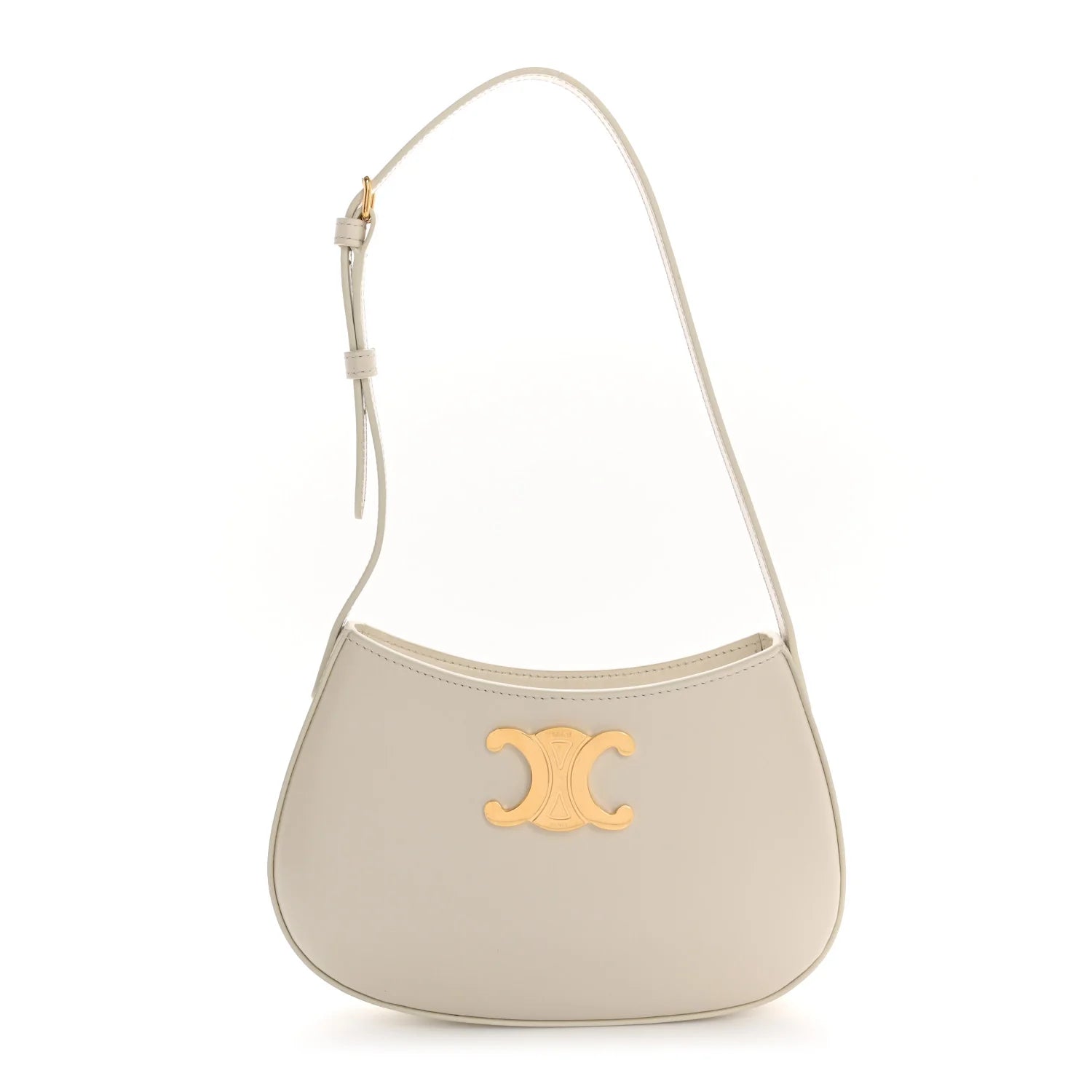 Shiny Calfskin Medium Tilly Triomphe Shoulder Bag Rice