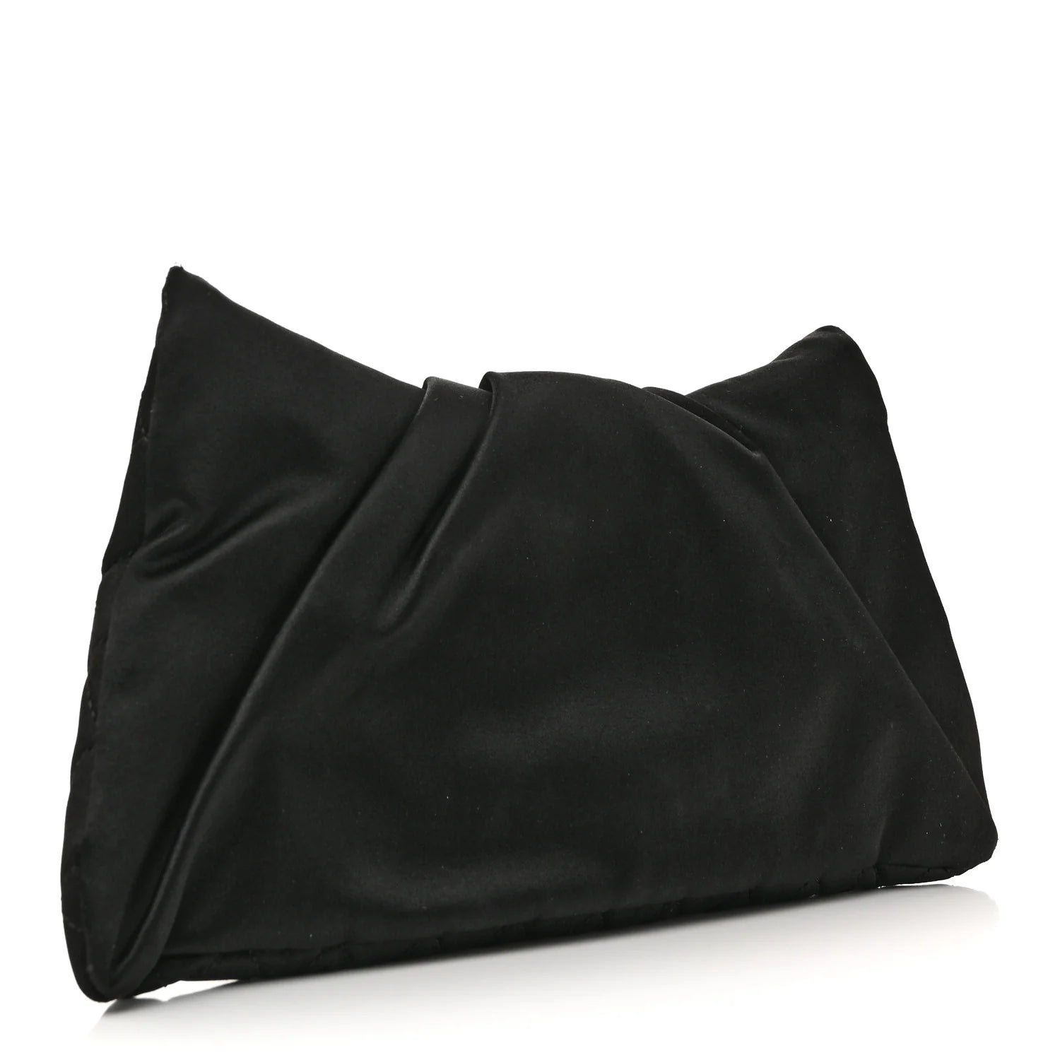Satin Quilted Flap Clutch Black