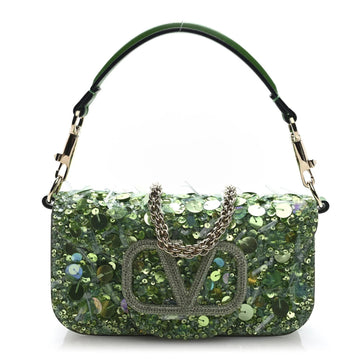 Sequin Crystal Vlogo Embroidered Small Loco Shoulder Bag Multicolor