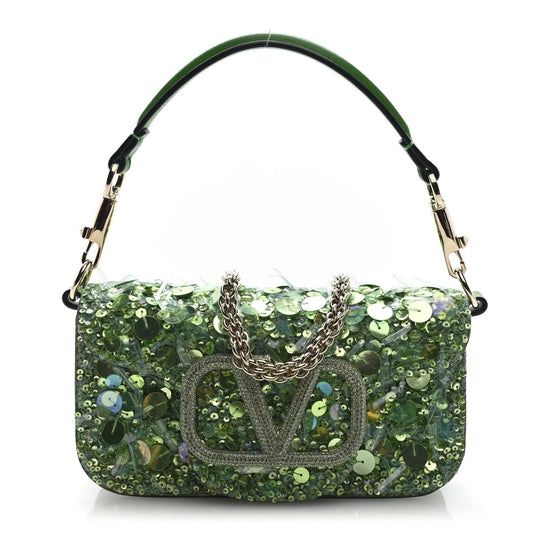 Sequin Crystal Vlogo Embroidered Small Loco Shoulder Bag Multicolor