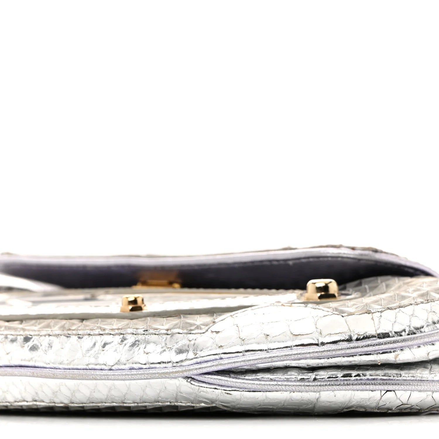 Snakeskin Nylon Vanity Mirror Clutch Transparent