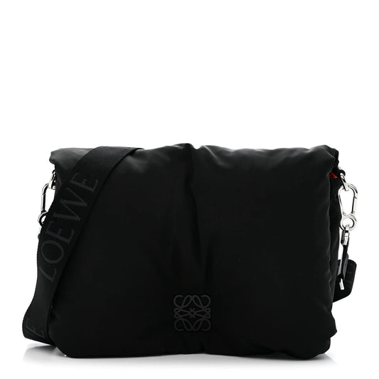 Nylon Medium Goya Puffer Bag Black