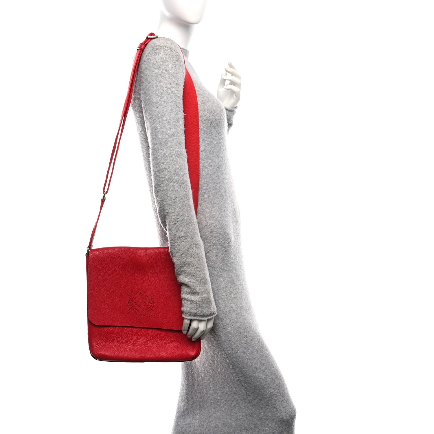 Soft Grained Calfskin Anagram Messenger Bag Red