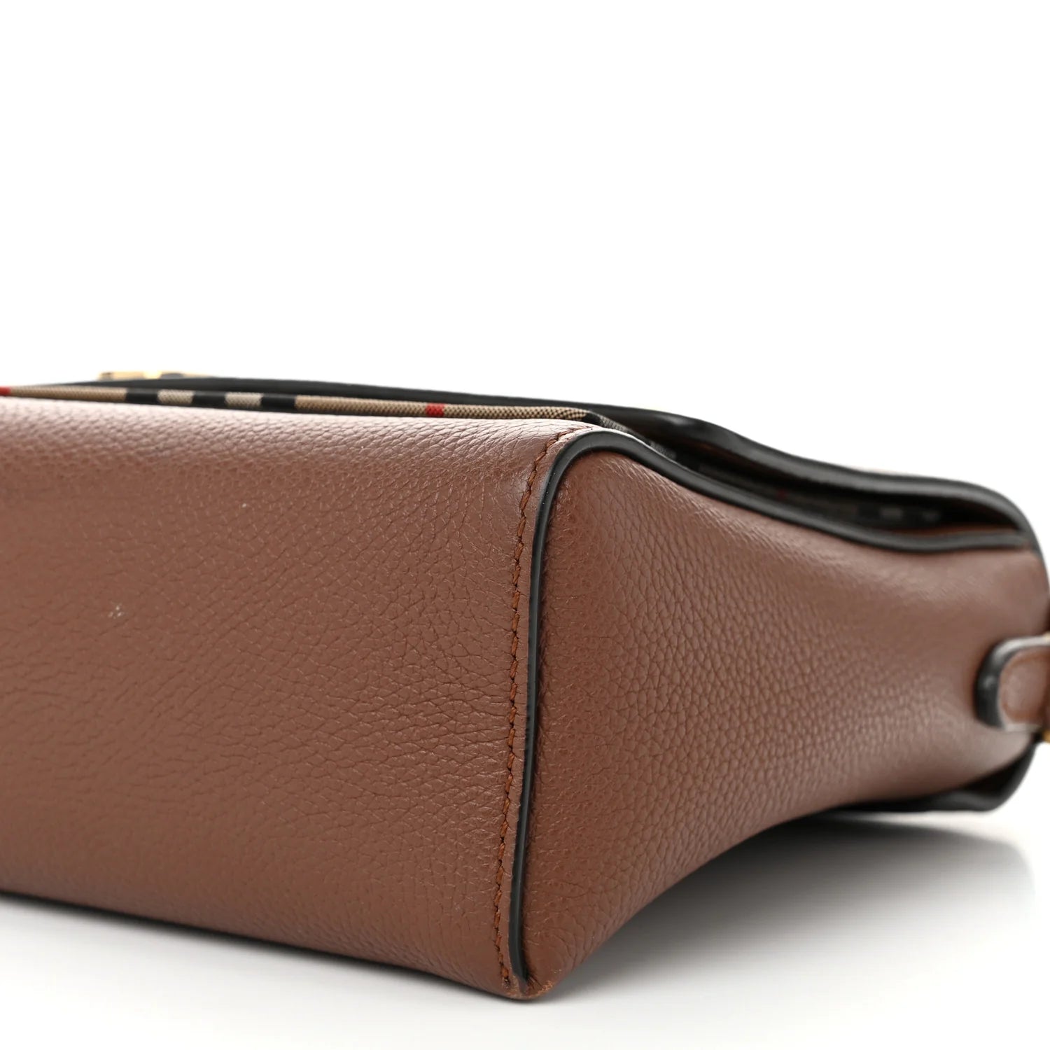 Grainy Calfskin Vintage Check Note Crossbody Bag Malt Brown