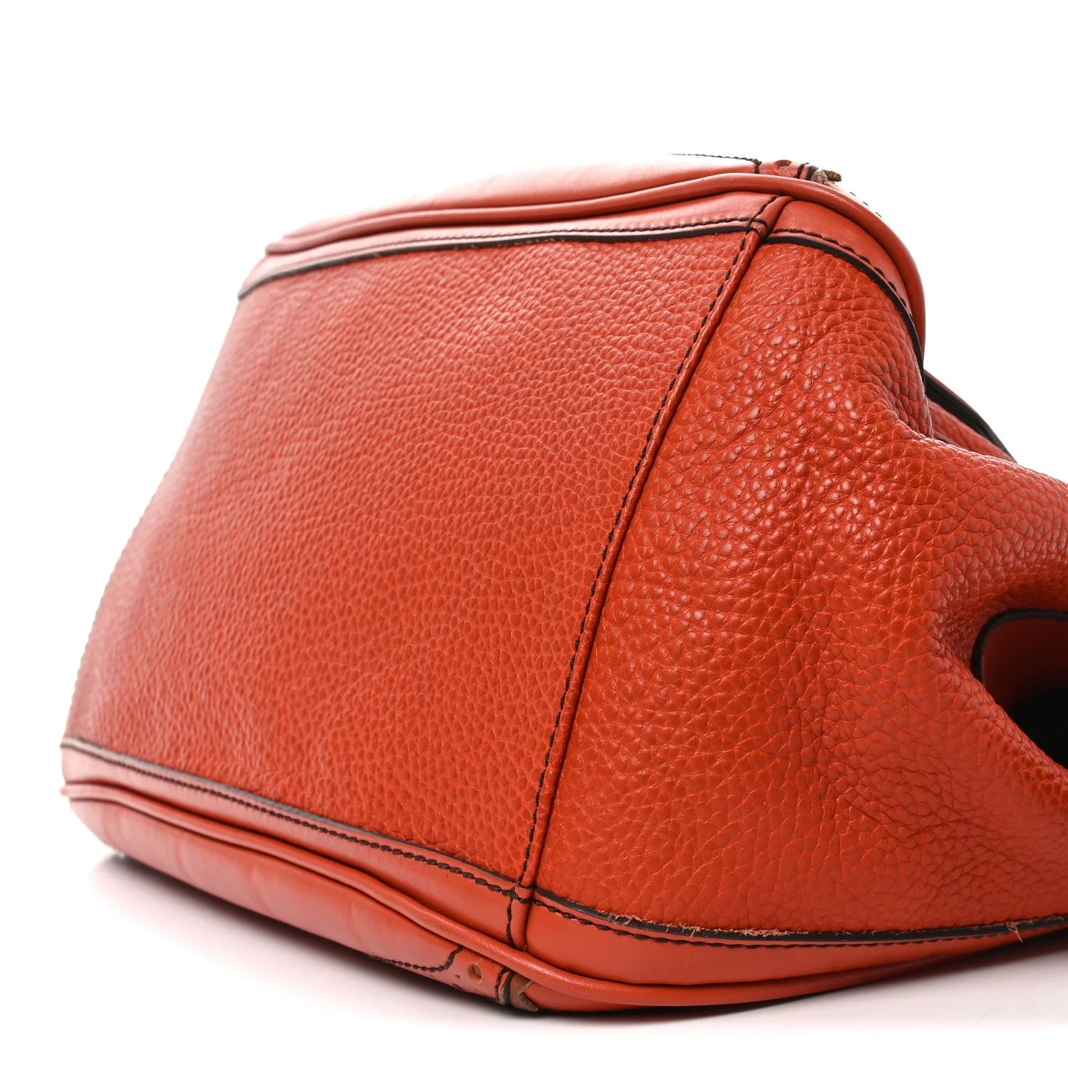 Grainy Calfskin Medium Dennet Brogue Tote Tangerine