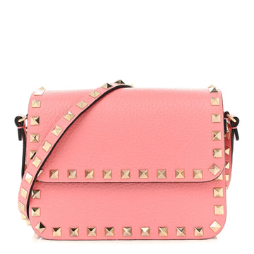 Vitello Rockstud Flap Crossbody Bag Pink